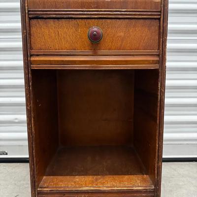 Vintage Wooden Nightstand / Bedside Table – Single Drawer with Open Shelf