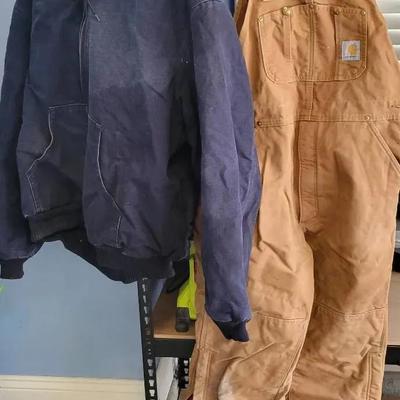 Men's Carhartt Overalls (size 38x32) & Coat (XL)