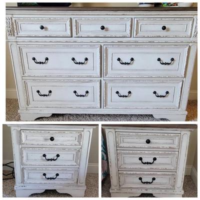 Farmhouse Dresser & (2) End Tables