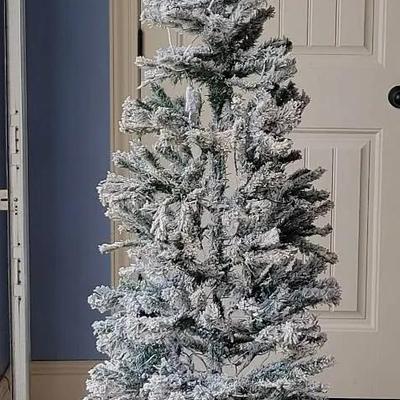 Narrow 6' Lighted Christmas Tree with Collar