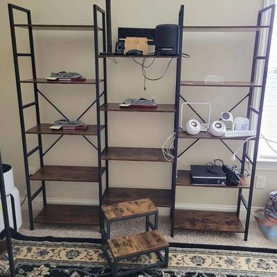Modern Bookshelf & Step Stool (matches lot 151) contents not included