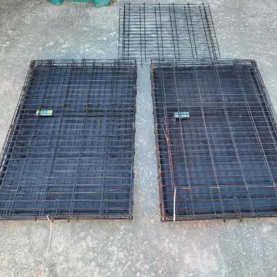 (2) 42" Double Door Folding Dog Crates & Dividers