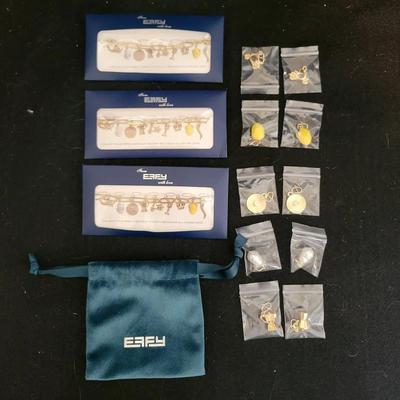 (3) EFFY Gold Tone Charm Bracelets & Assorted Charms