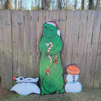 Nightmare Before Christmas Stand Up Lawn Decor: Oogie Boogie, Zero & Jack-O-Lantern Snowman