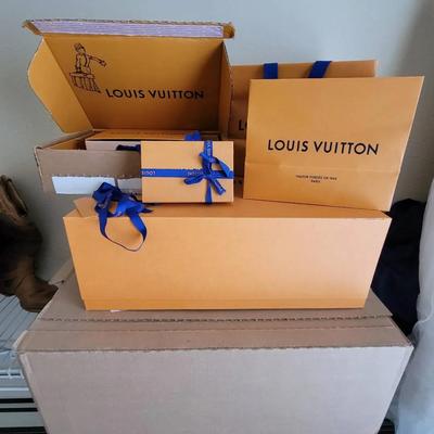 Collection of EMPTY Louis Vuitton Boxes & Gift Bags