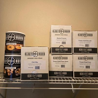 Assorted Emergency Food by Ready Hour 25 year shelf life. Mfg in 2020.