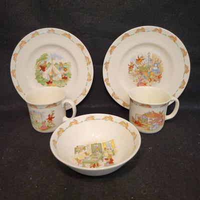 Bunnykins by Royal Doulton:(2) Plates, (2) Cups, Bowl
