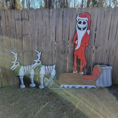 Nightmare Before Christmas Stand Up Lawn Decor: Jack Skellington with Reindeer and Sleigh (4pcs)