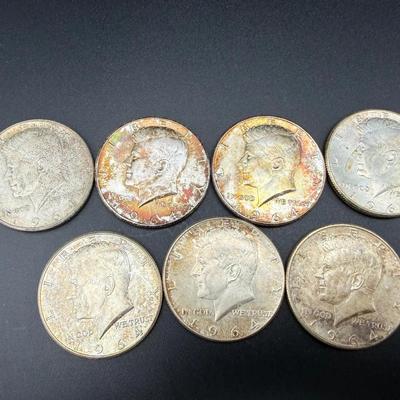 1964 Kennedy Silver Half Dollars | 7-Coin Lot
