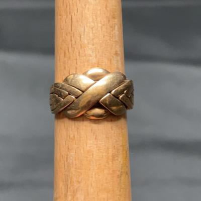 14K Yellow Gold Ring | Woven Band Design | Total Weight 8g
