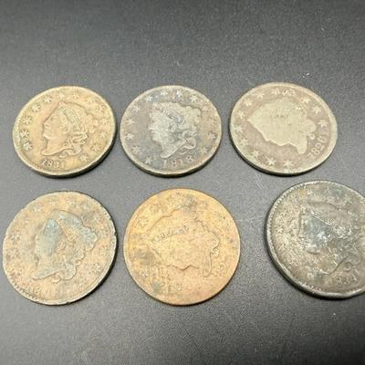 Early U.S. Large Cents Lot | 1818–1834 Matron & Classic Head | 6 Coins