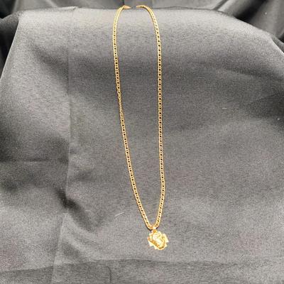 14K Yellow Gold Necklace with Jesus Pendant | Marked 585 & 14K | Total Weight 13g