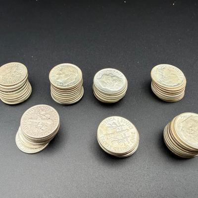 70 Silver Roosevelt Dimes | Pre-1965 | 90% Silver