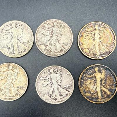 Walking Liberty Half Dollars | 1920–1944 | Six Silver Coins