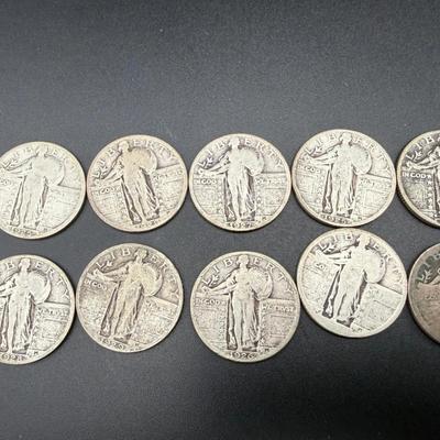 10 Standing Liberty Quarters | 1925–1930 | 90% Silver U.S. Coins