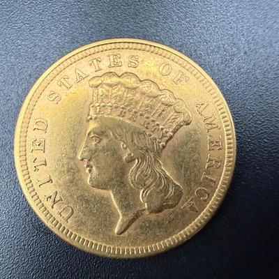 1854 $3 Gold Coin | Indian Princess Head | Pre-Civil War U.S. Gold