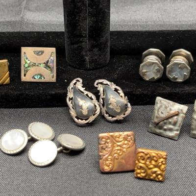 Vintage Silver & Gold Tone Jewelry Lot | Cufflinks, Earrings & Ring | Some Stamped 925