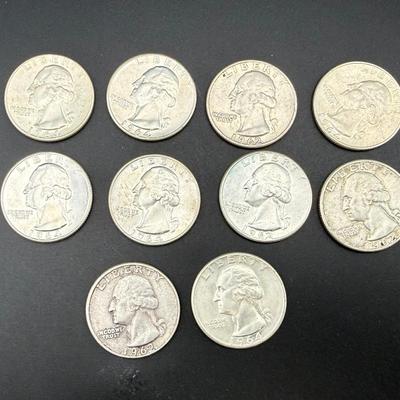 Washington Silver Quarters | 1962–1964 | Mixed Years (10 Coins)