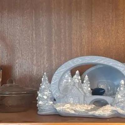 Miscellaneous Glassware & Hand Painted Snowy Scene