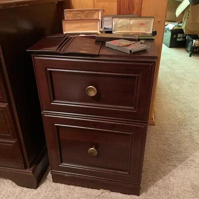 Wood Drawers with Vintage Cross and El Dorado Ballpoint Pens 