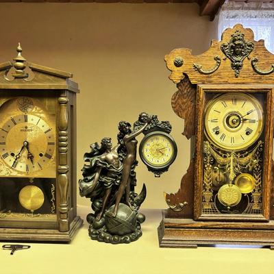 Tempus Fugit Majesty Wall Clock, Bronze-Tone Crosa Mantel Clock, Antique Seth Thomas Metal Series #5