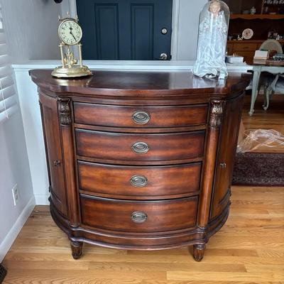 Vintage Wooden Cherry Chest, Angel Statue & Vintage Kundo Clock