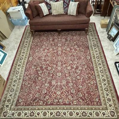 Brick Red 8’x11’ Sphinx By Oriental Weavers Rug w/ Pad & Chenille Sofa, Pillows, Woven Throw Blanket