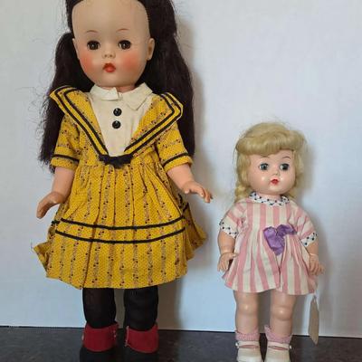 2 Vintage Dolls - Original "Dolly Walker"- 1954, Eyes Close & Open, Blonde & Brunette