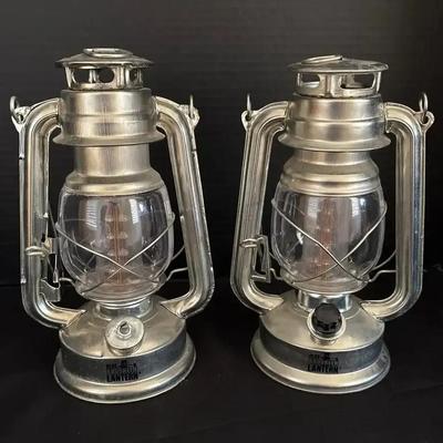 (2) Olde Brooklyn LED Silver Lanterns - Untested