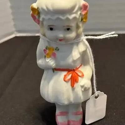 Porcelain Faced Dolls - Bisque Flower Girl Figure, Miniatures, Toys, Chair, Bears, Painted