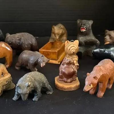 Wooden & Carved Bears - Stamp Holder Bear, Boma Polar Bear, Switzerland Bear 