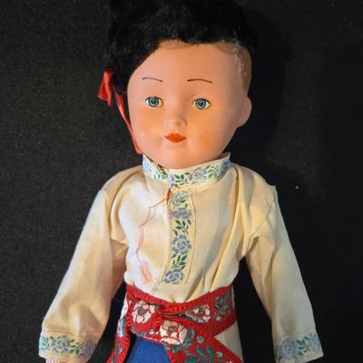 Vintage Czechoslovakian Panenky Folk Costume Doll - Handpainted Face, Regional Attire, Embroidered