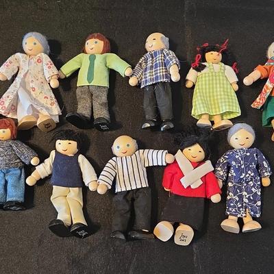 Large Selection of Vintage Wooden Dollhouse Posable Dolls By "Ryan's Room", Stamped