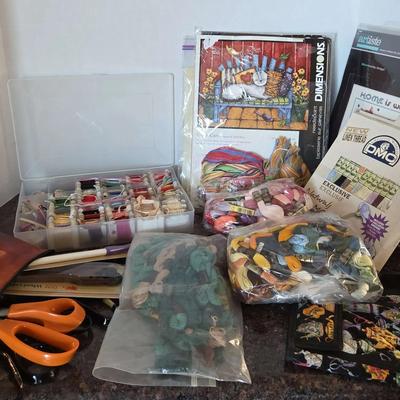 Embroidery Crafts & Supplies - Kits, Patterns, DMC Embroidery Thread, Leather Pouch of Scissors