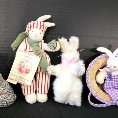 4 Adorable Bunnies - Hallmark Bunnies By The Bay - Joy's Phil, Boyd's Bears Rabbit, Ceramic Bunny