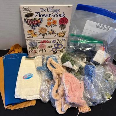 Cross Stitch & Crafting - Easy Stitch Borders, Thread, Fabric, Ultimate Flower Book, Binding Hooks, 