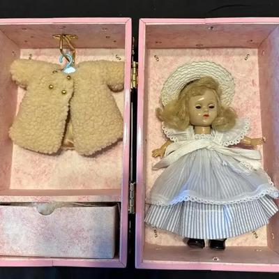 Vintage Blonde Ginny Vogue Doll In Closing Wardrobe - Extra Clothes, White Fluffy Dress, Jacket