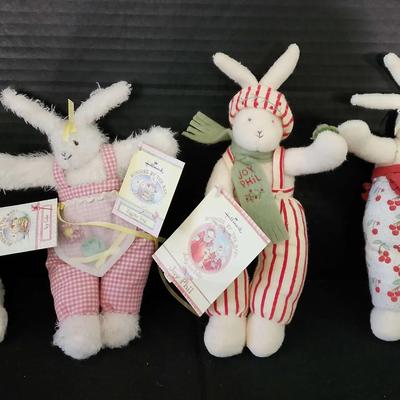 4 Hallmark Bunnies By The Bay Collection - Tags, Bunny, Plush Toys, Figurines, Icy Cake, Ziggity Zag