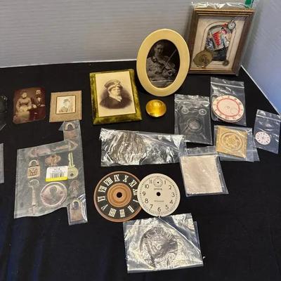 Timepiece Display Craft Kit With Vintage Photos - Real Watch Clock Parts, Black & White Prints