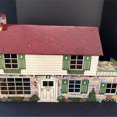 Marx 1950s Tin Litho 2 Story Dollhouse - Colorful Vintage Doll House, Great Condition