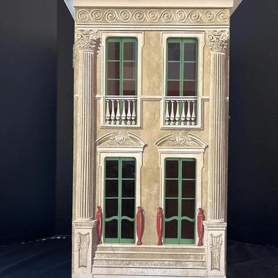 Tall Wood & Glass Dollhouse - Eric Lansdown Signed, San Francisco, Top Removes