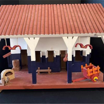 Large Wooden Dollhouse - Ranch Style Home, Southwest, Farm, Ready for Miniature Decor