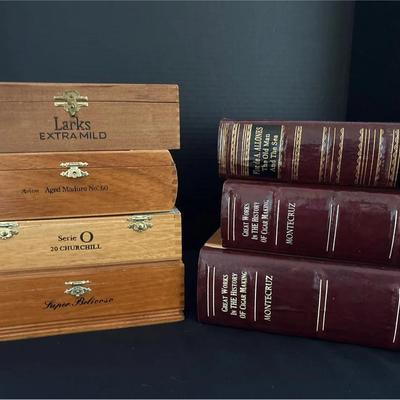 Miniature Settings Wooden & Faux Book Cigar Boxes - Larks, Ashton, OChurchill, Montecruz, De Allones