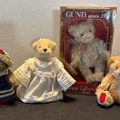 Collectible Bears - Gund 2000, Boyd’s Mayflower, Muffy Collection Christening 1984, Farnell Alpha