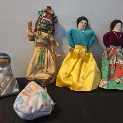 Hispanic Marionette String Puppets & Native American-Style Peg Baby Dolls