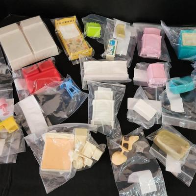 Miniatures Vintage Doll House Colorful Plastic Furniture -  Bed, Sewing Machine, Chair, Lamp, Couch