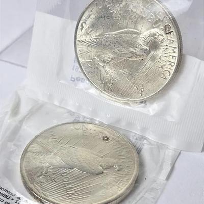 90% Silver Peace Dollars 1922 (AU-50) & 1923 (U-60)