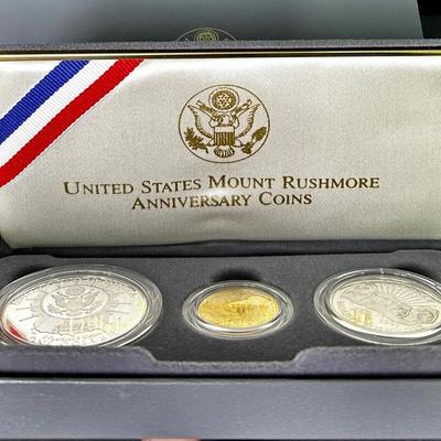 US Mint Mount Rushmore 3 Coin Proof Set: Gold, Silver & Clad - 2 Of 2