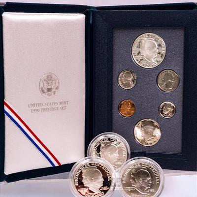 Eisenhower Centennial 90% Silver Dollars Plus 1990 Prestige Set 