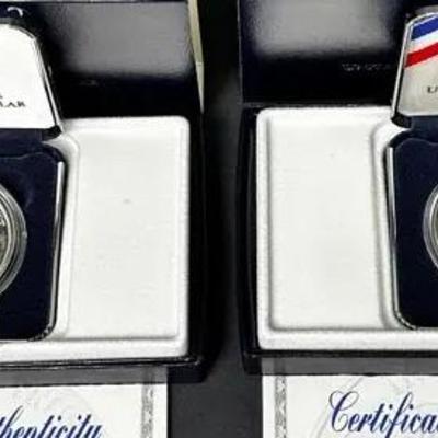 90% Silver USO 50th Anniversary Proof Dollar Coins (2)